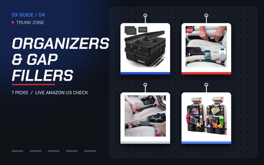 Car organizers and seat gap fillers cover