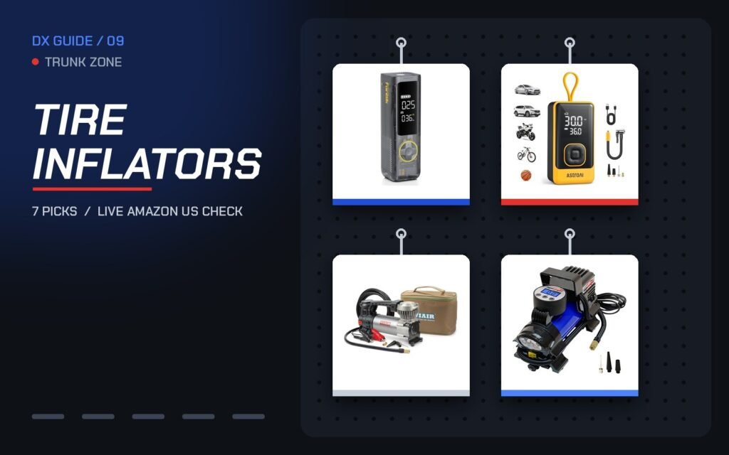 Portable tire inflators for the trunk cover